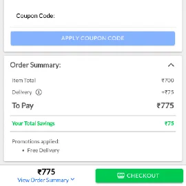 Order and Savings Summary